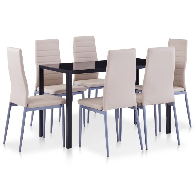 vidaXL Set da Pranzo 7 pz Cappuccino vidaXL Set da Pranzo 7 pz Cappuccino