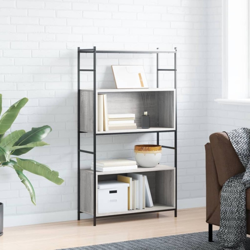 vidaXL Libreria Grigio Sonoma 80x30x145,5 cm Legno Multistrato e Ferro vidaXL Libreria Grigio Sonoma 80x30x145,5 cm Legno Multistrato e Ferro
