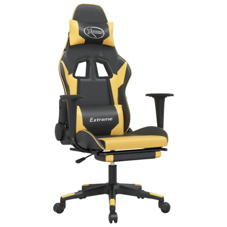 vidaXL Sedia da Gaming Massaggiante Poggiapiedi Nero e Oro Similpelle