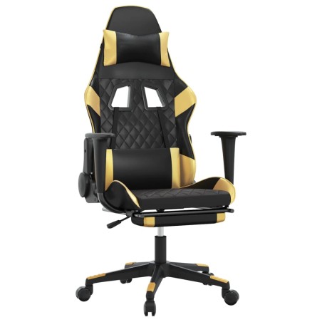 vidaXL Sedia da Gaming Massaggiante Poggiapiedi Nero e Oro Similpelle
