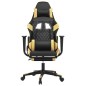 vidaXL Sedia da Gaming Massaggiante Poggiapiedi Nero e Oro Similpelle vidaXL Sedia da Gaming Massaggiante Poggiapiedi Nero e Oro Similpelle