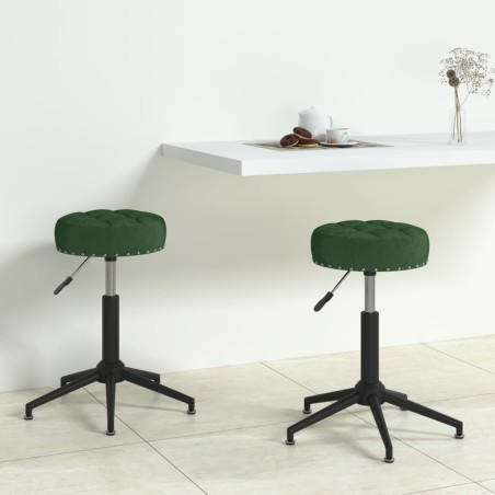 vidaXL Sedie da Pranzo Girevoli 2 pz Verde Scuro in Velluto
