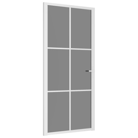 vidaXL Porta Interna 93x201,5 cm Bianca in Vetro ESG e Alluminio