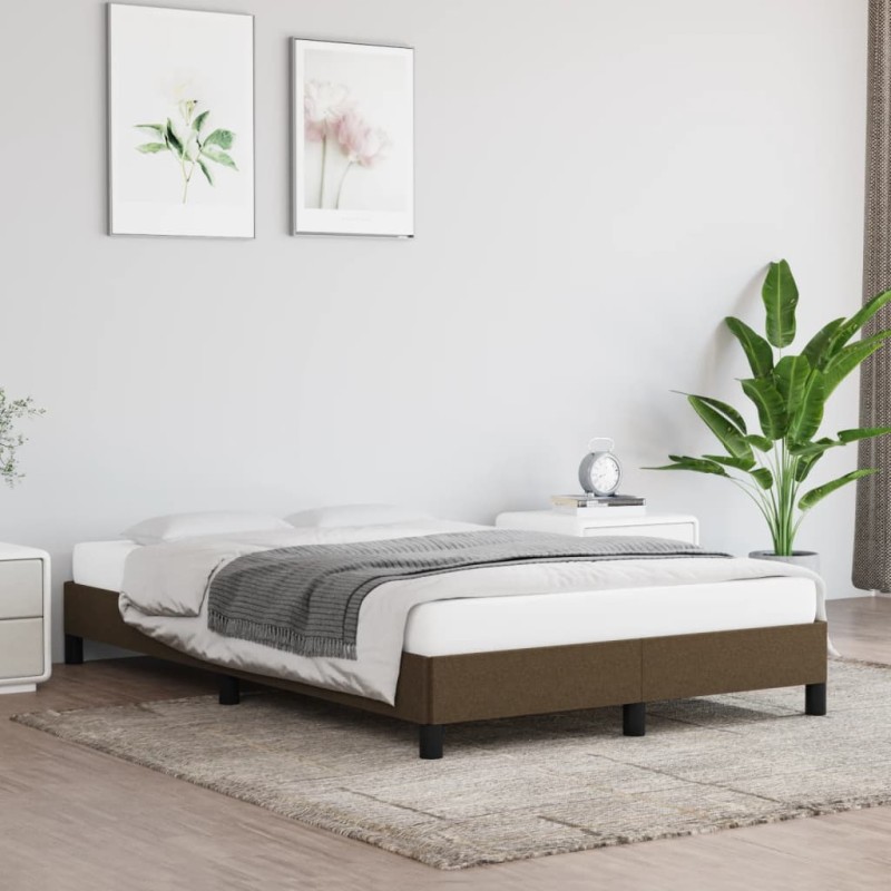 vidaXL Giroletto senza Materasso Marrone Scuro 120x200 cm Tessuto vidaXL Giroletto senza Materasso Marrone Scuro 120x200 cm Tessuto
