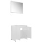 Set Mobili da Bagno Bianco Lucido in Truciolato Set Mobili da Bagno Bianco Lucido in Truciolato