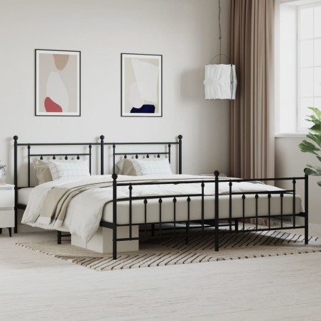 vidaXL Giroletto con Testiera e Pediera Metallo Nero 193x203 cm
