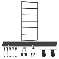 vidaXL Porta Scorrevole con Kit Montaggio Vetro ESG Alluminio 90x205cm