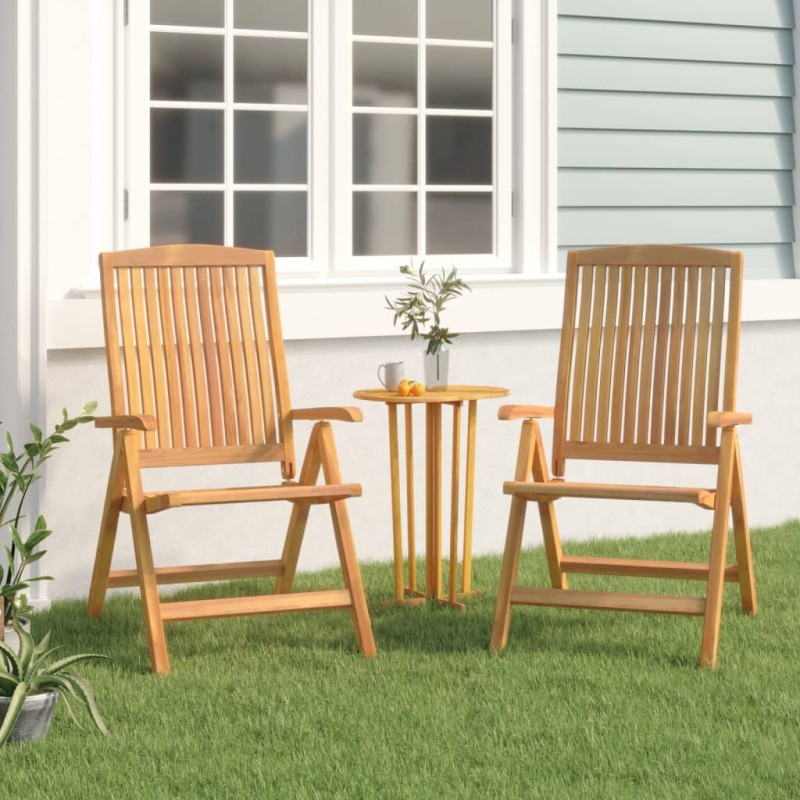 vidaXL Sedie da Giardino Reclinabili 2 pz in Legno Massello di Teak vidaXL Sedie da Giardino Reclinabili 2 pz in Legno Massello di Teak