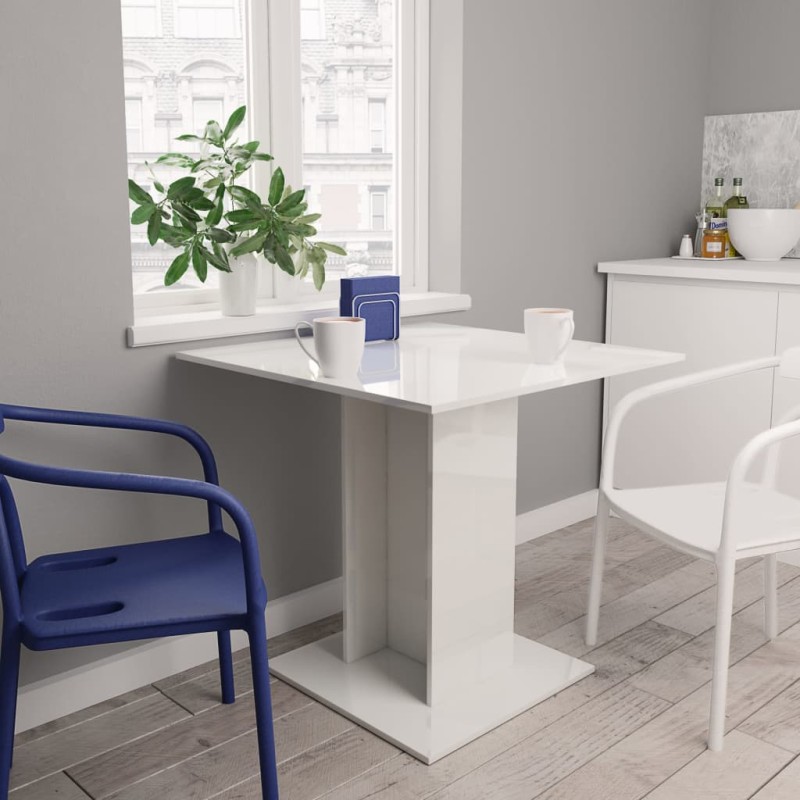 vidaXL Tavolo da Pranzo Bianco Lucido 80x80x75 cm in Legno Multistrato vidaXL Tavolo da Pranzo Bianco Lucido 80x80x75 cm in Legno Multistrato