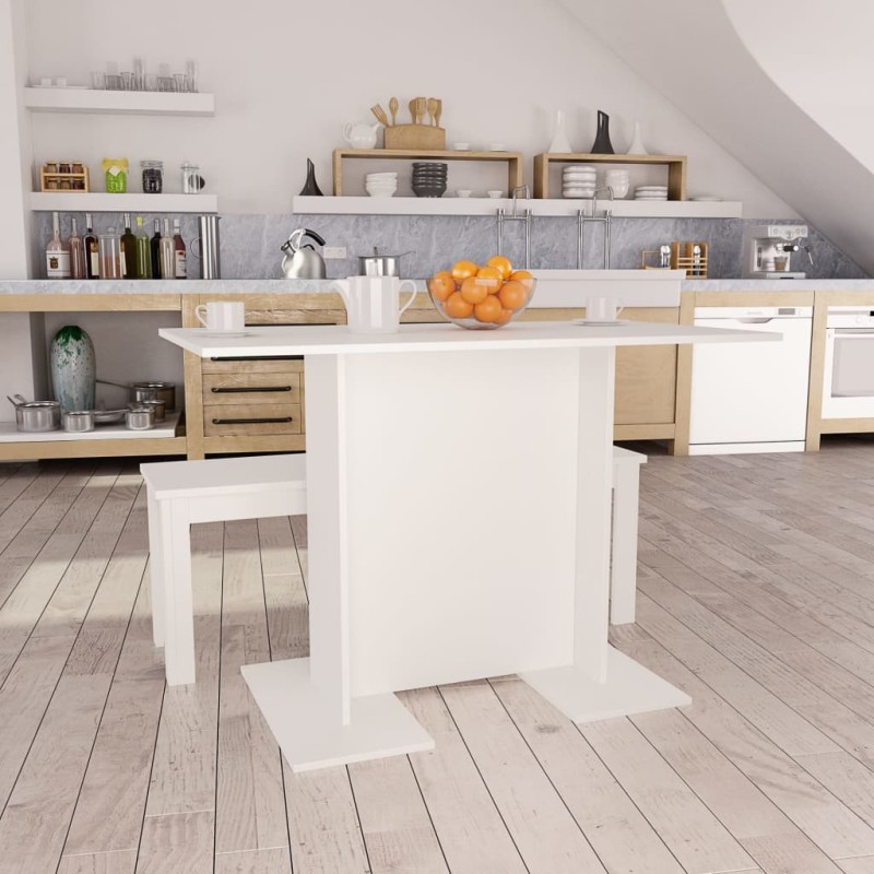 vidaXL Tavolo da Pranzo Bianco 110x60x75 cm in Legno Multistrato vidaXL Tavolo da Pranzo Bianco 110x60x75 cm in Legno Multistrato