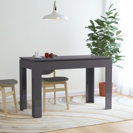 vidaXL Tavolo da Pranzo Grigio Lucido 120x60x76 cm in Truciolato