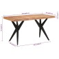 vidaXL Tavolo da Pranzo Nero 140x70x76 cm in Legno Massello di Acacia 