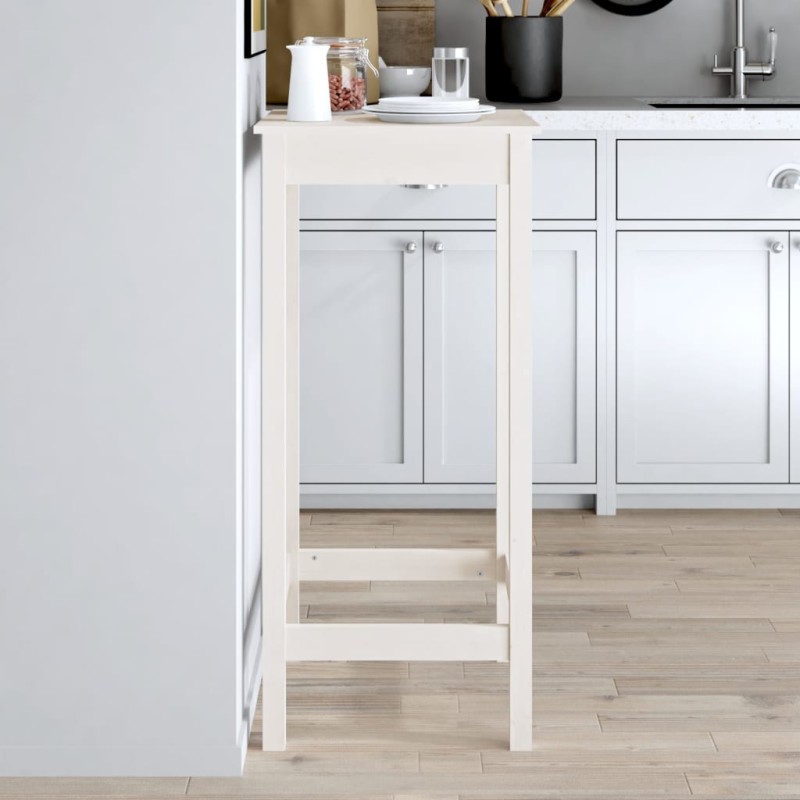 vidaXL Tavolo da Bar Bianco 50x50x110 cm in Legno Massello di Pino vidaXL Tavolo da Bar Bianco 50x50x110 cm in Legno Massello di Pino