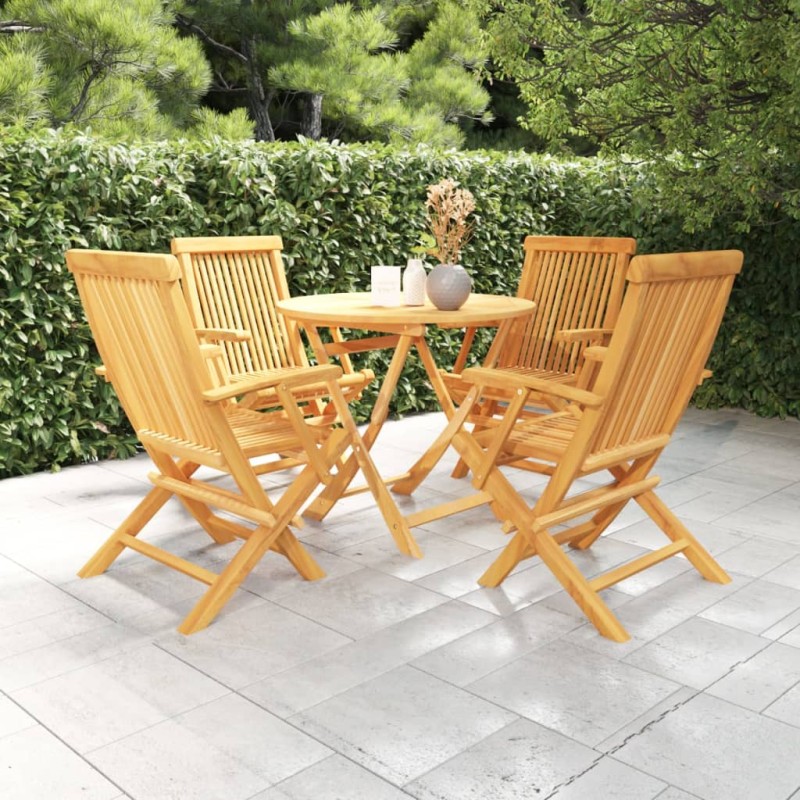vidaXL Set da Pranzo da Giardino 5 pz in Legno Massello di Teak