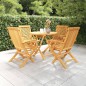 vidaXL Set da Pranzo da Giardino 5 pz in Legno Massello di Teak