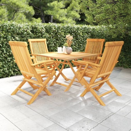 vidaXL Set da Pranzo da Giardino 5 pz in Legno Massello di Teak