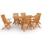 vidaXL Set da Pranzo da Giardino 7 pz in Legno Massello di Teak