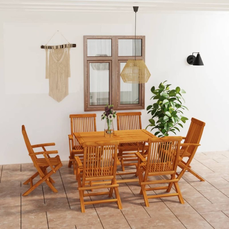 vidaXL Set da Pranzo da Giardino 7 pz in Legno Massello di Teak vidaXL Set da Pranzo da Giardino 7 pz in Legno Massello di Teak
