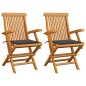 vidaXL Sedie da Giardino con Cuscini Antracite 2 pz Massello di Teak