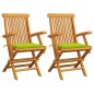 vidaXL Sedie Giardino e Cuscini Verde Brillante 2 pz Massello di Teak vidaXL Sedie Giardino e Cuscini Verde Brillante 2 pz Massello di Teak