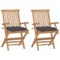 vidaXL Sedie da Giardino con Cuscini Antracite 2 pz Massello di Teak vidaXL Sedie da Giardino con Cuscini Antracite 2 pz Massello di Teak