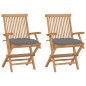vidaXL Sedie da Giardino con Cuscini Grigi 2 pz in Massello di Teak vidaXL Sedie da Giardino con Cuscini Grigi 2 pz in Massello di Teak