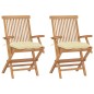 vidaXL Sedie da Giardino 2 pz Cuscini Bianco Crema in Massello di Teak vidaXL Sedie da Giardino 2 pz Cuscini Bianco Crema in Massello di Teak