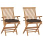 vidaXL Sedie da Giardino e Cuscini Grigio Talpa 2 pz Massello di Teak vidaXL Sedie da Giardino e Cuscini Grigio Talpa 2 pz Massello di Teak