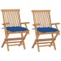 vidaXL Sedie da Giardino con Cuscini Blu 2 pz in Massello di Teak vidaXL Sedie da Giardino con Cuscini Blu 2 pz in Massello di Teak
