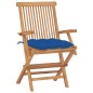 vidaXL Sedie da Giardino con Cuscini Blu 2 pz in Massello di Teak vidaXL Sedie da Giardino con Cuscini Blu 2 pz in Massello di Teak