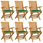 vidaXL Sedie da Giardino con Cuscini Verdi 6 pz in Massello di Teak vidaXL Sedie da Giardino con Cuscini Verdi 6 pz in Massello di Teak
