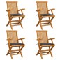 vidaXL Sedie da Giardino con Cuscini Antracite 4 pz Massello di Teak vidaXL Sedie da Giardino con Cuscini Antracite 4 pz Massello di Teak