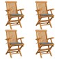 vidaXL Sedie da Giardino con Cuscini Grigi 4 pz Massello di Teak vidaXL Sedie da Giardino con Cuscini Grigi 4 pz Massello di Teak