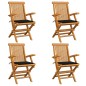 vidaXL Sedie da Giardino con Cuscini Neri 4 pz Massello di Teak vidaXL Sedie da Giardino con Cuscini Neri 4 pz Massello di Teak