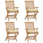 vidaXL Sedie da Giardino con Cuscini Bianco Crema 4pz Massello di Teak vidaXL Sedie da Giardino con Cuscini Bianco Crema 4pz Massello di Teak