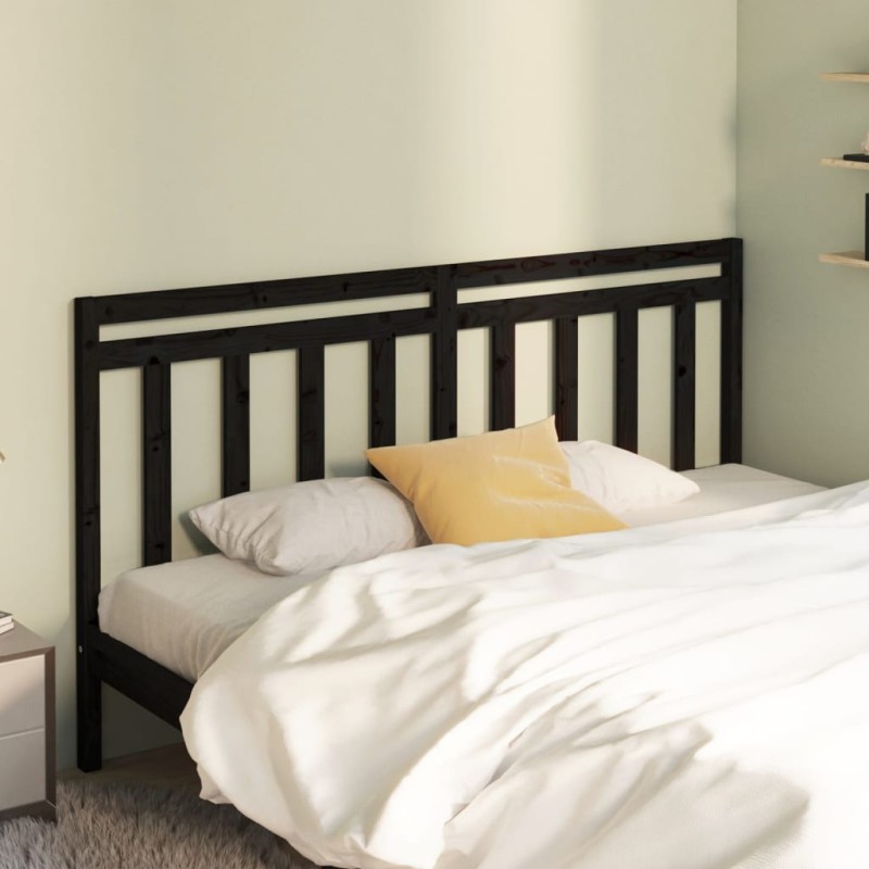 vidaXL Testiera per Letto Nera 186x4x100 cm in Legno Massello di Pino vidaXL Testiera per Letto Nera 186x4x100 cm in Legno Massello di Pino