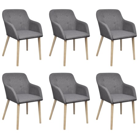 vidaXL Sedie da Pranzo 6 pz Grigio Chiaro in Tessuto e Massello Rovere 