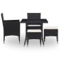 vidaXL Set Mobili da Pranzo per Giardino 5 pz Nero Polyrattan e Vetro vidaXL Set Mobili da Pranzo per Giardino 5 pz Nero Polyrattan e Vetro