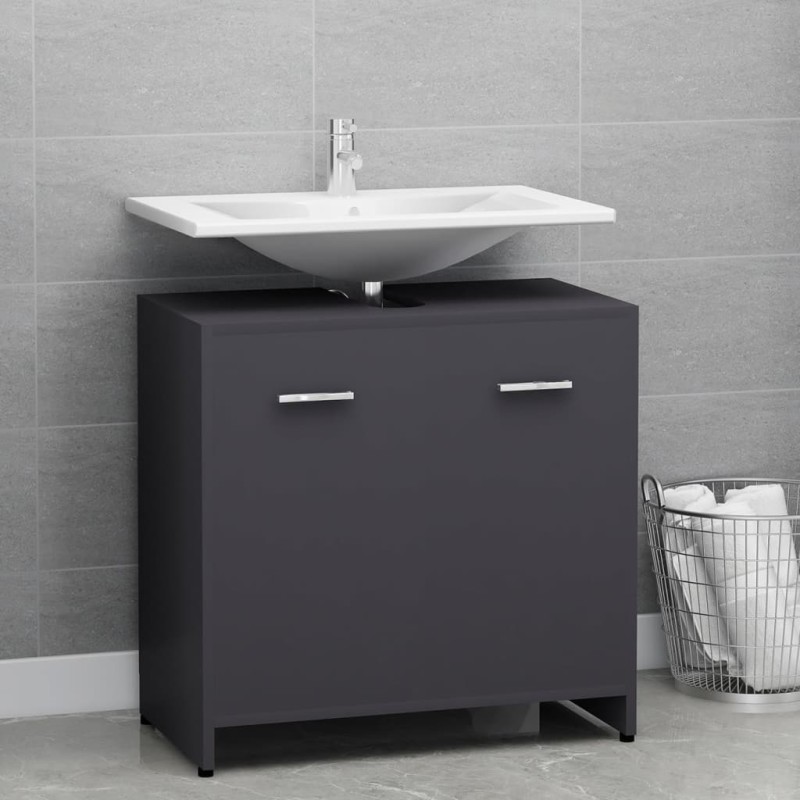 Armadio da Bagno Grigio 60x33x61 cm in Truciolato Armadio da Bagno Grigio 60x33x61 cm in Truciolato