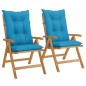 vidaXL Sedie da Giardino Reclinabili con Cuscini 2 pz in Legno di Teak vidaXL Sedie da Giardino Reclinabili con Cuscini 2 pz in Legno di Teak