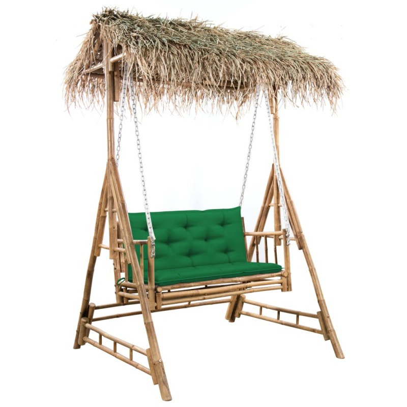 vidaXL Dondolo da Giardino 2 Posti Cuscini Foglie di Palma 202cm Bambù vidaXL Dondolo da Giardino 2 Posti Cuscini Foglie di Palma 202cm Bambù