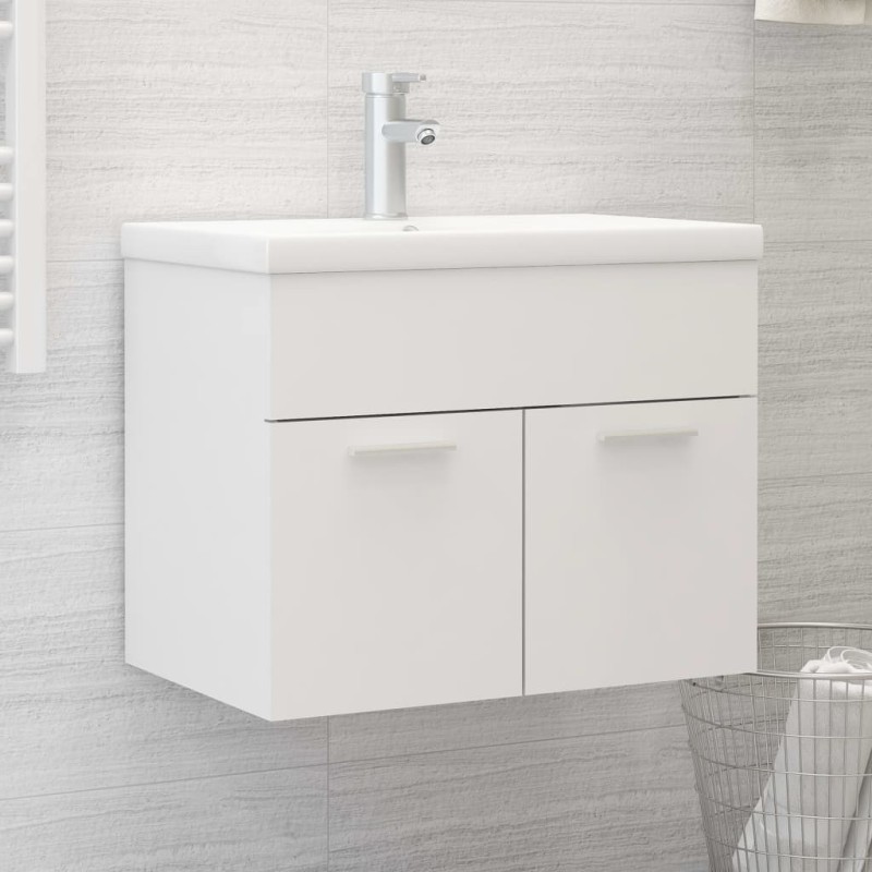 vidaXL Mobile Bagno con Lavabo Integrato Bianco in Truciolato vidaXL Mobile Bagno con Lavabo Integrato Bianco in Truciolato