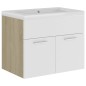 vidaXL Mobile da Bagno con Lavabo Bianco e Rovere Sonoma in Truciolato vidaXL Mobile da Bagno con Lavabo Bianco e Rovere Sonoma in Truciolato