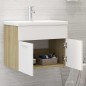 vidaXL Mobile da Bagno con Lavabo Bianco e Rovere Sonoma in Truciolato vidaXL Mobile da Bagno con Lavabo Bianco e Rovere Sonoma in Truciolato