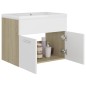 vidaXL Mobile da Bagno con Lavabo Bianco e Rovere Sonoma in Truciolato vidaXL Mobile da Bagno con Lavabo Bianco e Rovere Sonoma in Truciolato