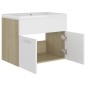 vidaXL Mobile da Bagno con Lavabo Bianco e Rovere Sonoma in Truciolato vidaXL Mobile da Bagno con Lavabo Bianco e Rovere Sonoma in Truciolato
