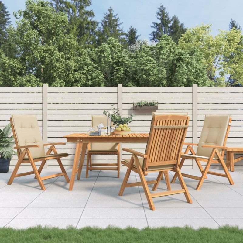 vidaXL Sedie da Giardino Reclinabili con Cuscini 4 pz in Legno di Teak vidaXL Sedie da Giardino Reclinabili con Cuscini 4 pz in Legno di Teak