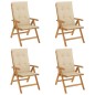 vidaXL Sedie da Giardino Reclinabili con Cuscini 4 pz in Legno di Teak vidaXL Sedie da Giardino Reclinabili con Cuscini 4 pz in Legno di Teak