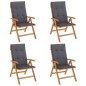 vidaXL Sedie da Giardino Reclinabili con Cuscini 4 pz in Legno di Teak vidaXL Sedie da Giardino Reclinabili con Cuscini 4 pz in Legno di Teak