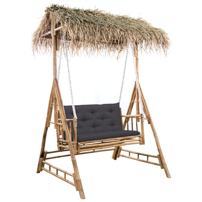 vidaXL Dondolo da Giardino 2 Posti Cuscini Foglie di Palma 202cm Bambù vidaXL Dondolo da Giardino 2 Posti Cuscini Foglie di Palma 202cm Bambù